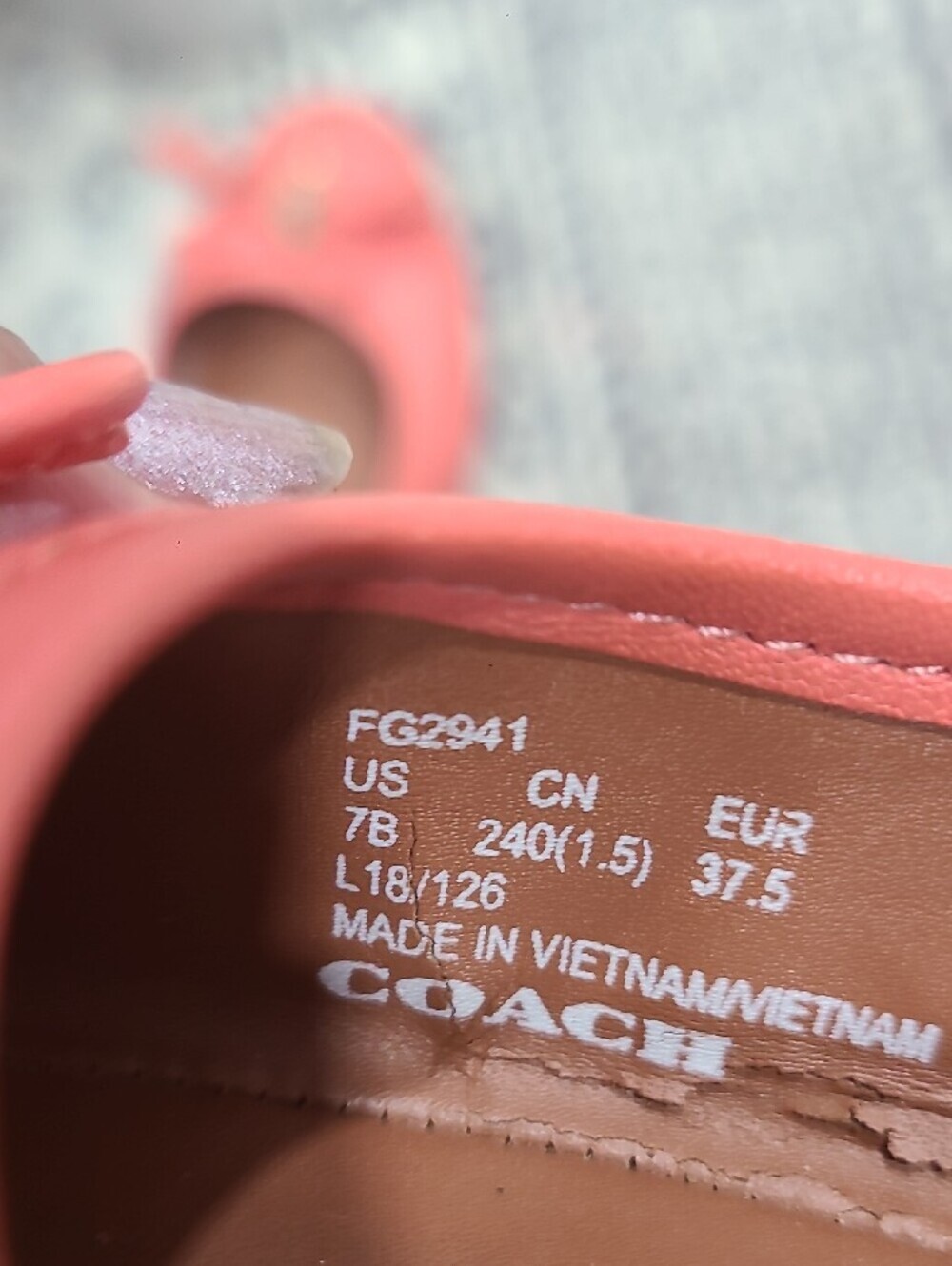 Coach Coral Pink Leather Ballet Flats with Tassel Bow - Picture 8 of 8